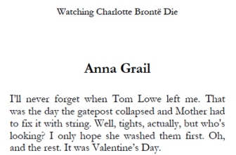 Anna Grail - short extract from Watching Charlotte Bronte Die